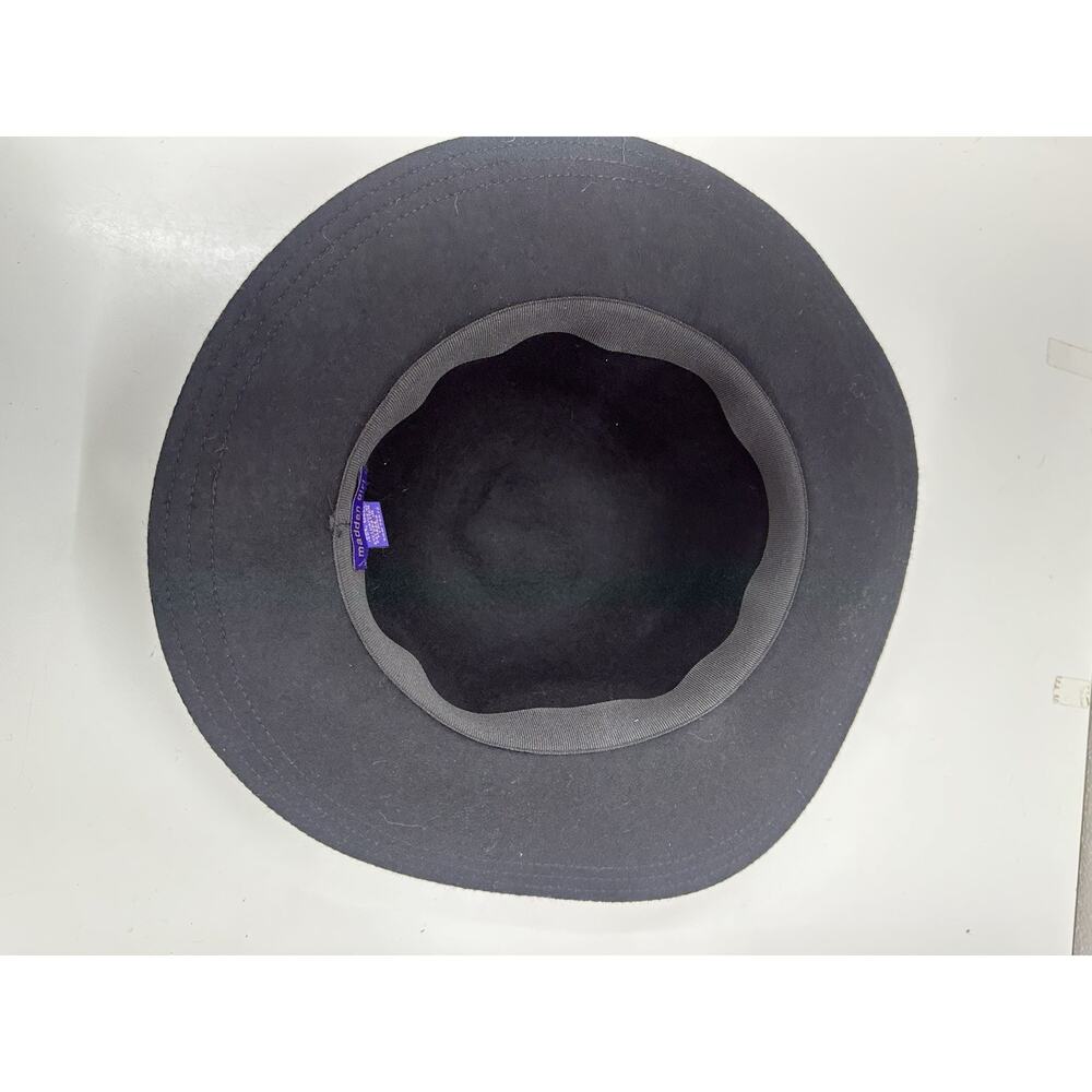 Madden Girl Women Black Wool Floppy Brim Hat One Size Brown Twisted Belt - Picture 3 of 12